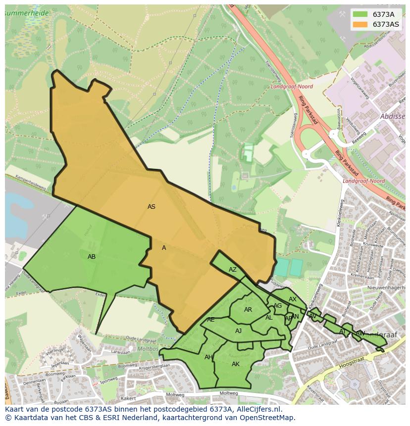 Afbeelding van het postcodegebied 6373 AS op de kaart.