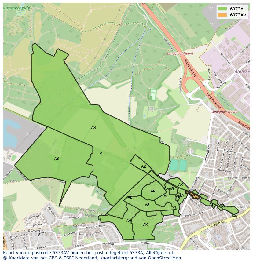 Afbeelding van het postcodegebied 6373 AV op de kaart.