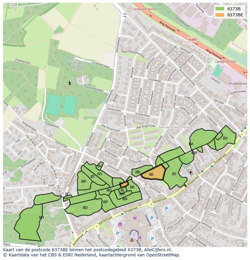 Afbeelding van het postcodegebied 6373 BE op de kaart.