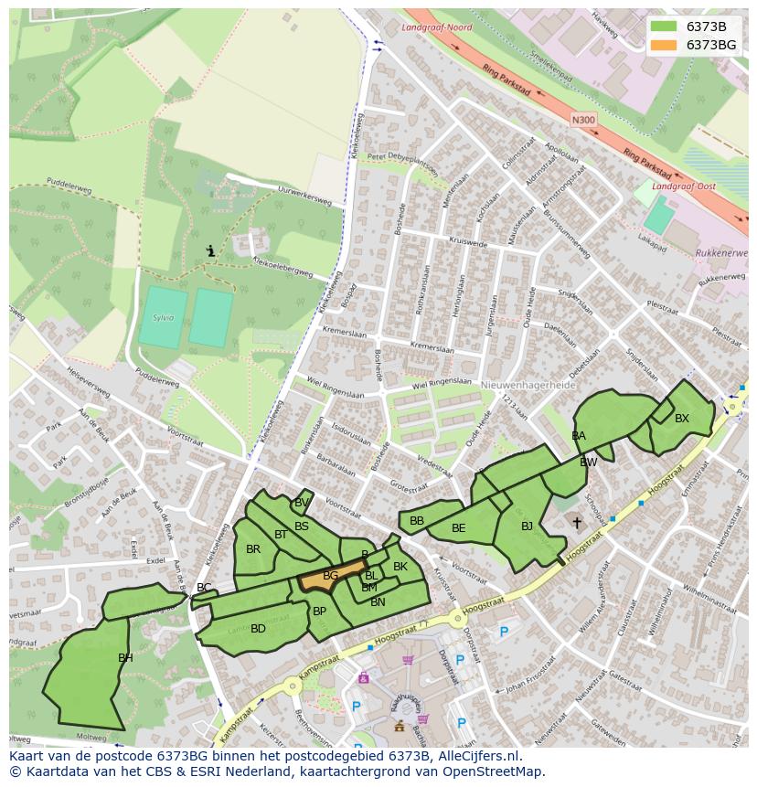Afbeelding van het postcodegebied 6373 BG op de kaart.