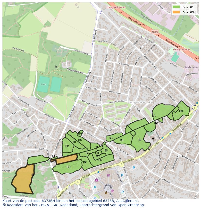 Afbeelding van het postcodegebied 6373 BH op de kaart.