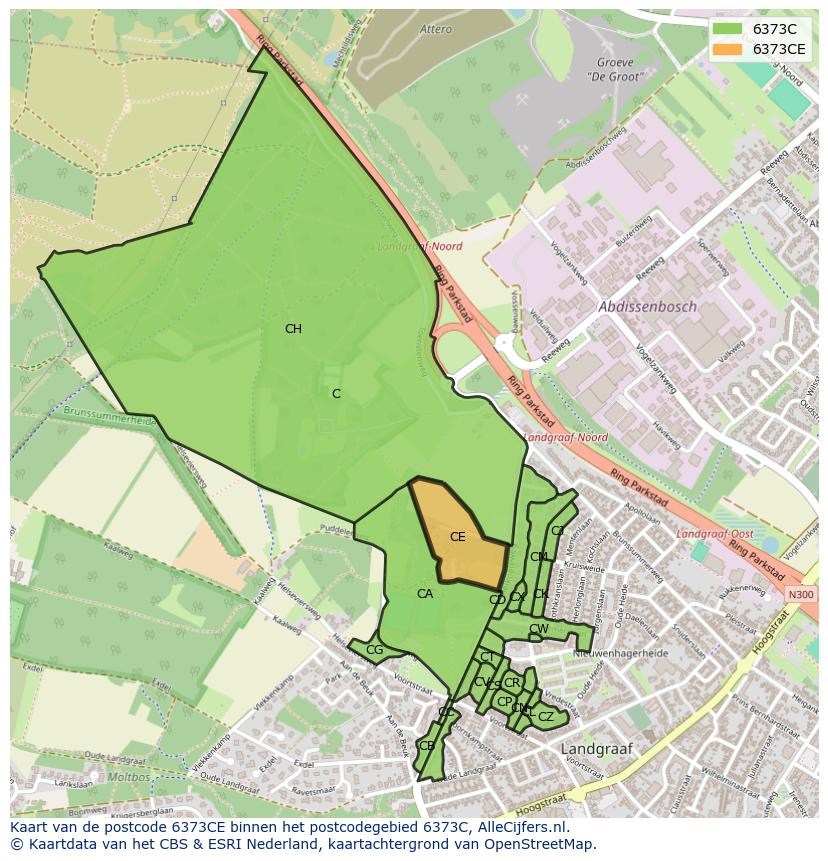 Afbeelding van het postcodegebied 6373 CE op de kaart.