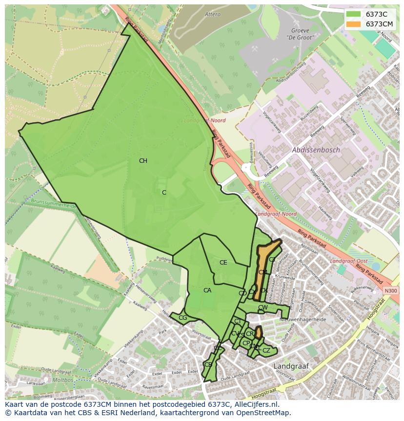 Afbeelding van het postcodegebied 6373 CM op de kaart.