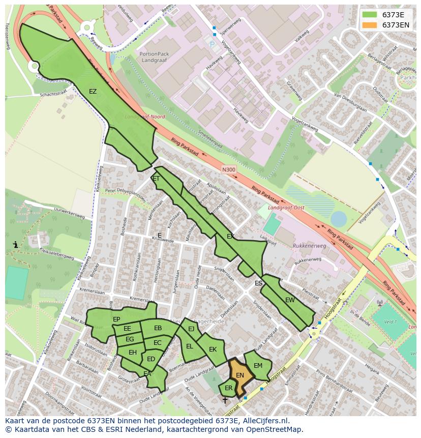 Afbeelding van het postcodegebied 6373 EN op de kaart.