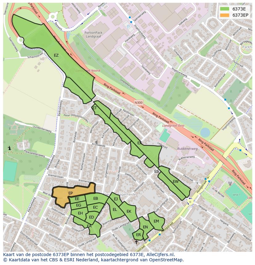 Afbeelding van het postcodegebied 6373 EP op de kaart.