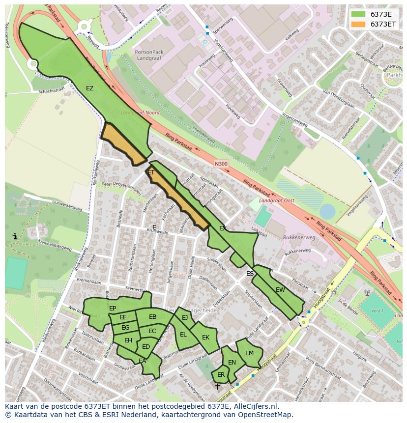 Afbeelding van het postcodegebied 6373 ET op de kaart.