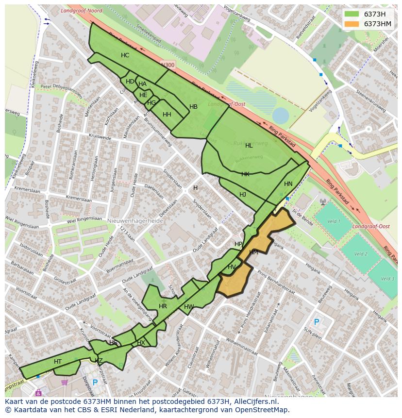 Afbeelding van het postcodegebied 6373 HM op de kaart.