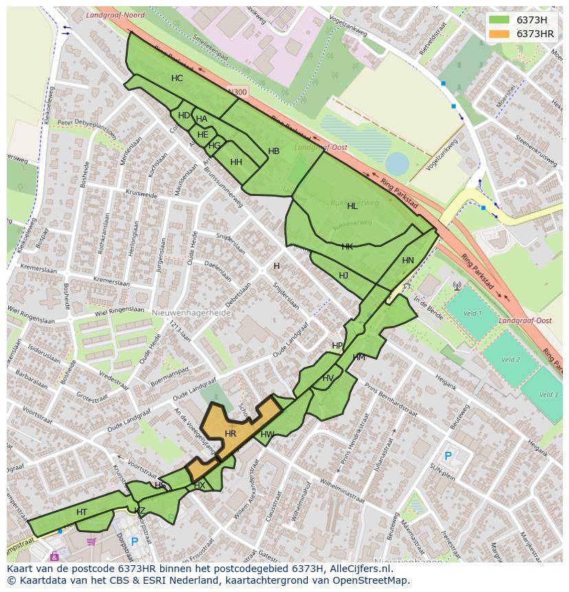 Afbeelding van het postcodegebied 6373 HR op de kaart.