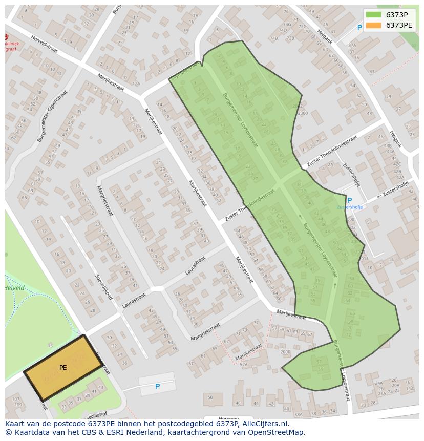 Afbeelding van het postcodegebied 6373 PE op de kaart.