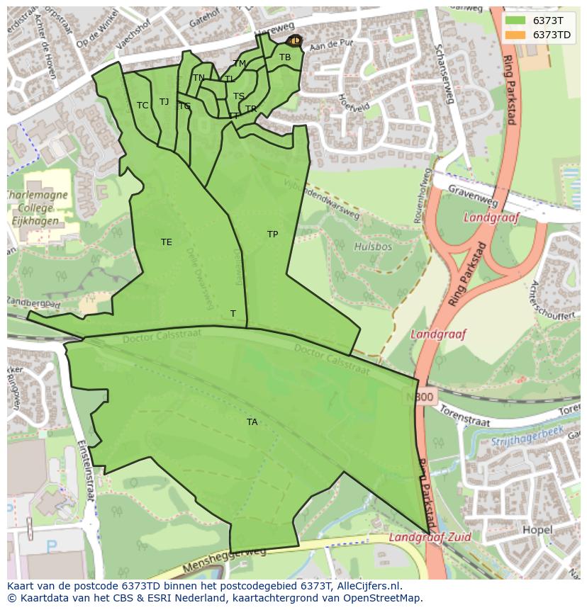 Afbeelding van het postcodegebied 6373 TD op de kaart.