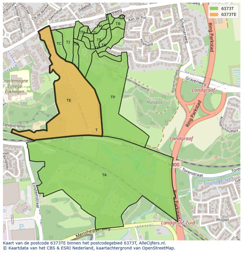 Afbeelding van het postcodegebied 6373 TE op de kaart.