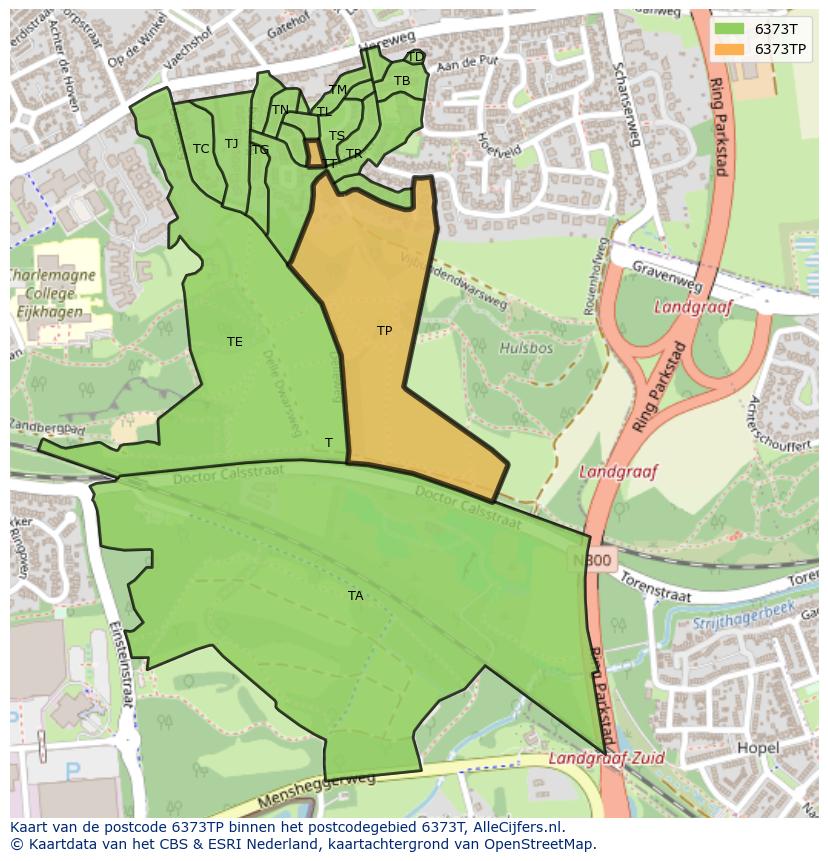 Afbeelding van het postcodegebied 6373 TP op de kaart.