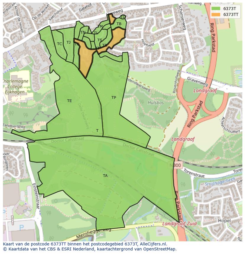 Afbeelding van het postcodegebied 6373 TT op de kaart.