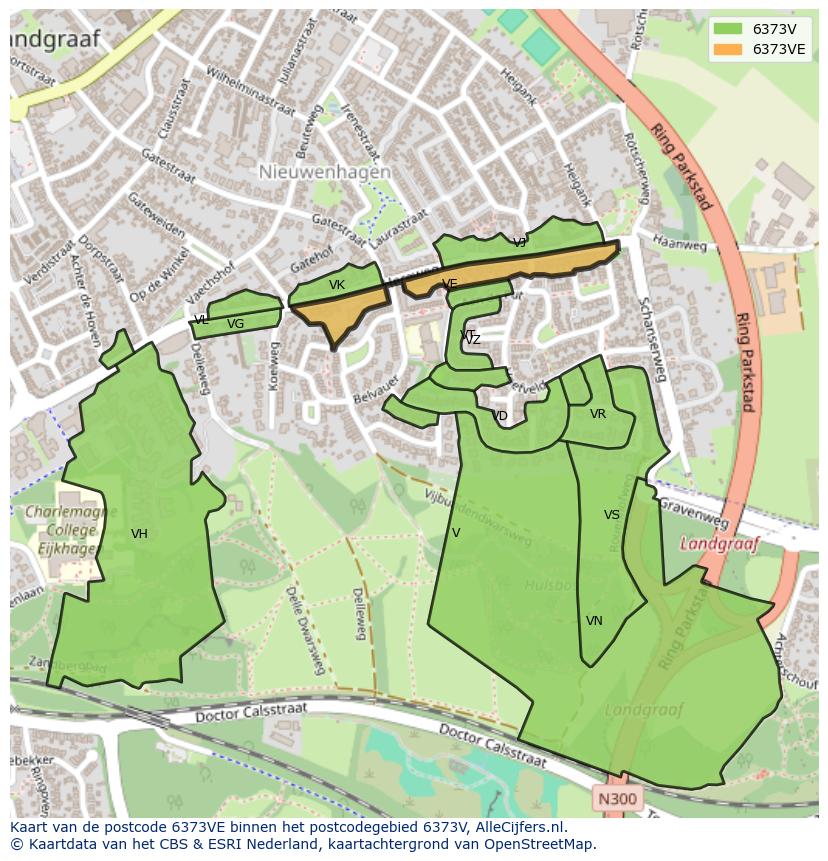 Afbeelding van het postcodegebied 6373 VE op de kaart.
