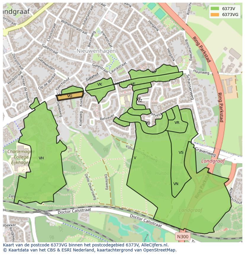 Afbeelding van het postcodegebied 6373 VG op de kaart.