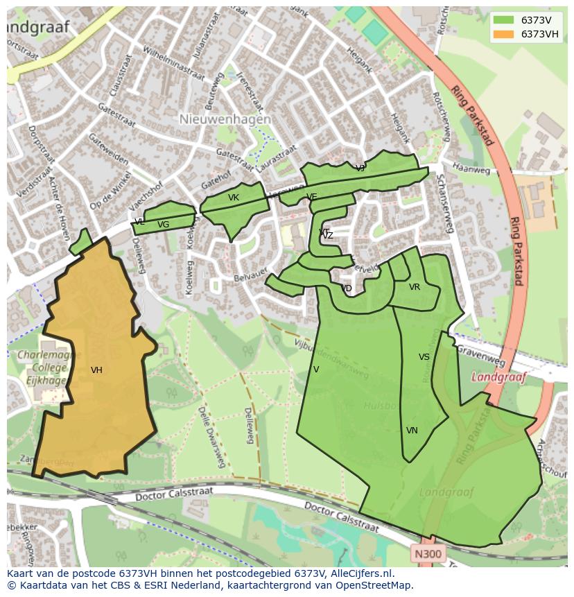 Afbeelding van het postcodegebied 6373 VH op de kaart.