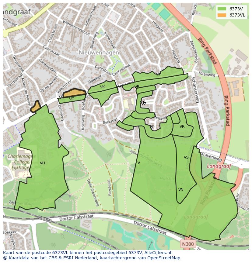 Afbeelding van het postcodegebied 6373 VL op de kaart.
