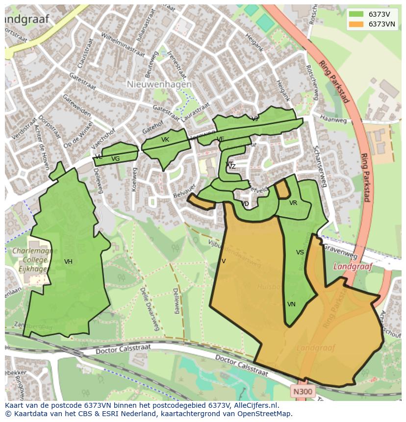 Afbeelding van het postcodegebied 6373 VN op de kaart.