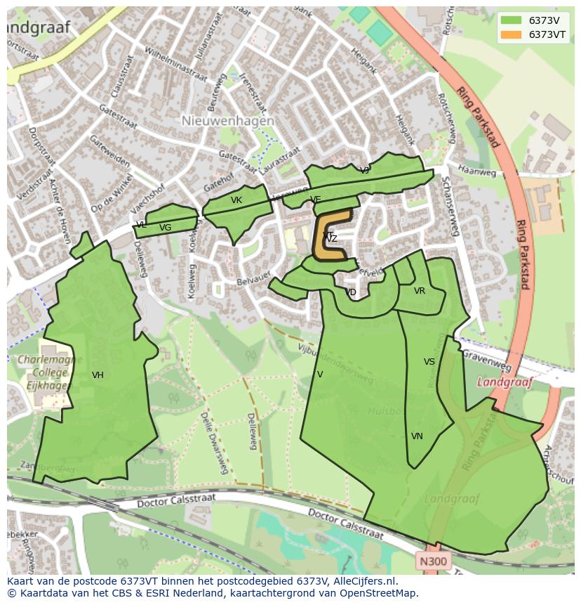 Afbeelding van het postcodegebied 6373 VT op de kaart.
