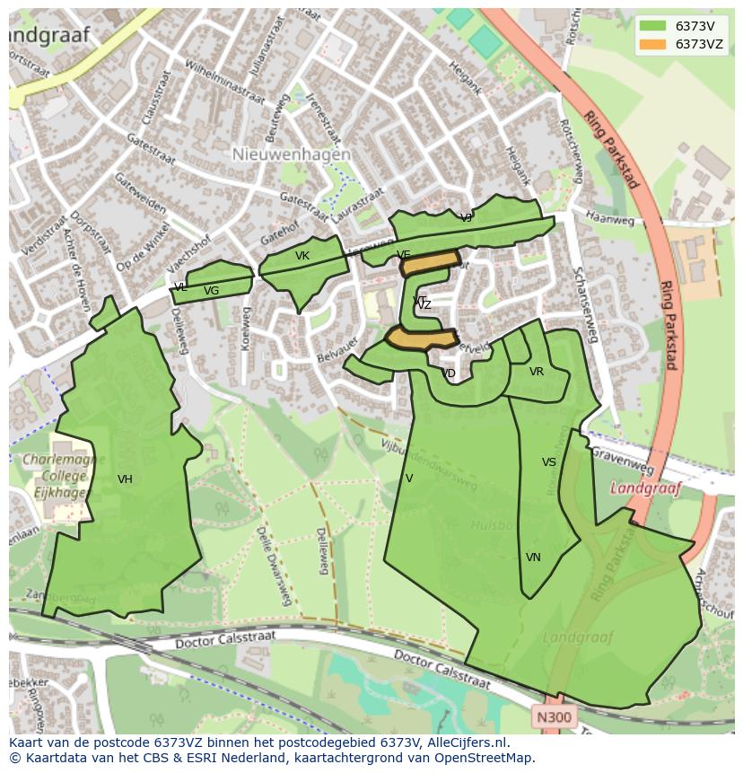 Afbeelding van het postcodegebied 6373 VZ op de kaart.