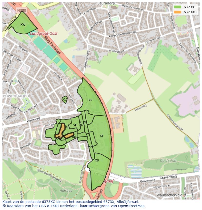 Afbeelding van het postcodegebied 6373 XC op de kaart.