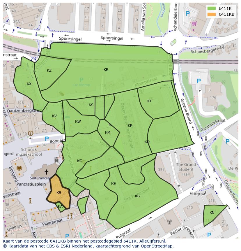 Afbeelding van het postcodegebied 6411 KB op de kaart.