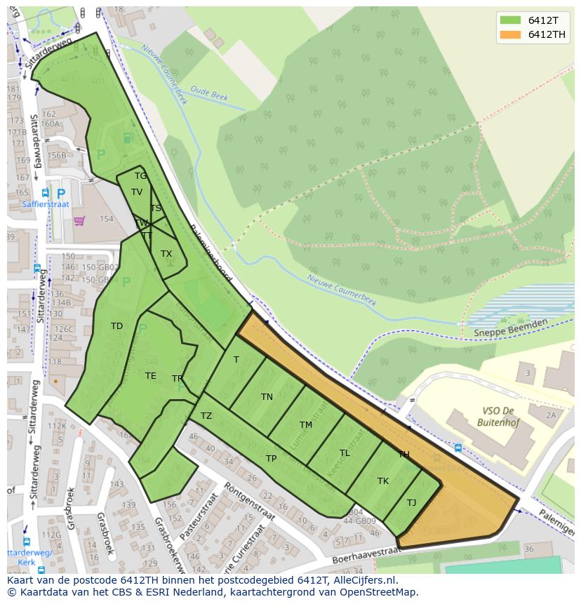 Afbeelding van het postcodegebied 6412 TH op de kaart.