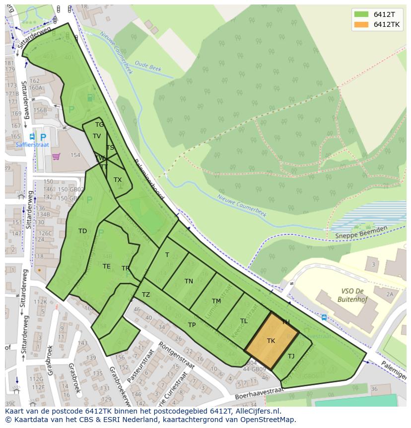Afbeelding van het postcodegebied 6412 TK op de kaart.