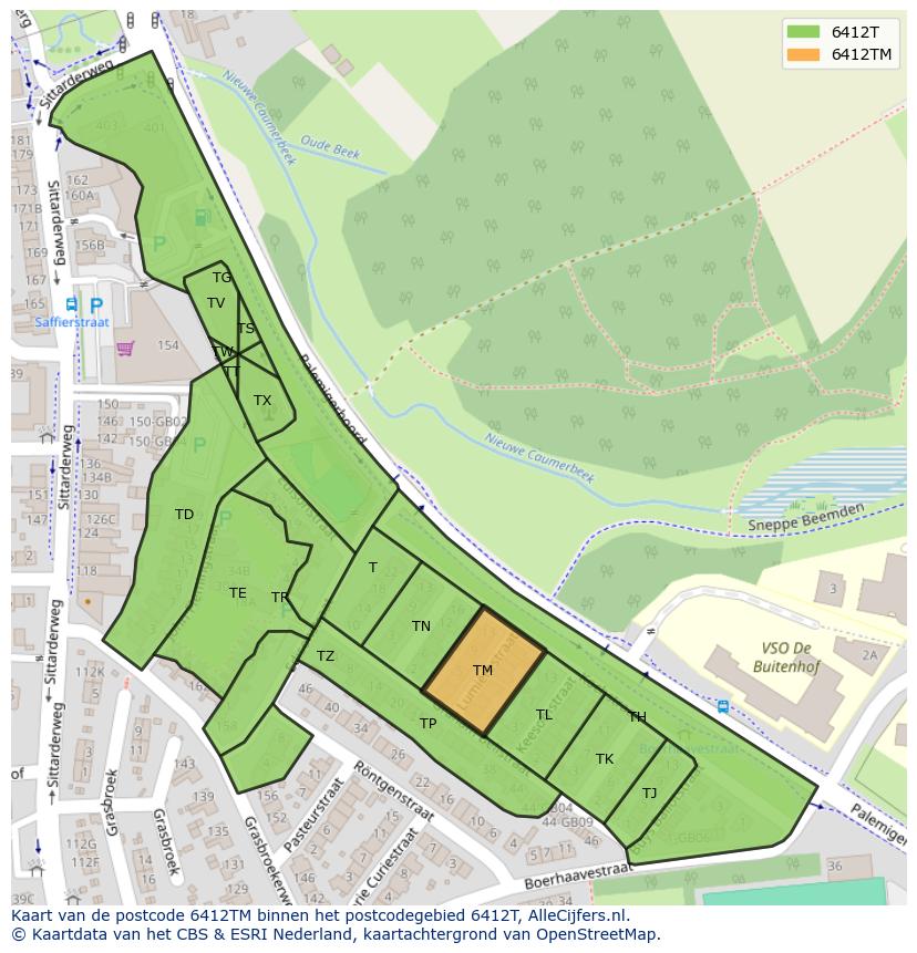 Afbeelding van het postcodegebied 6412 TM op de kaart.