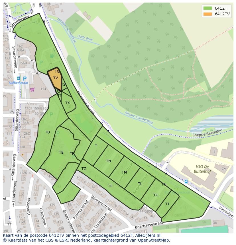 Afbeelding van het postcodegebied 6412 TV op de kaart.