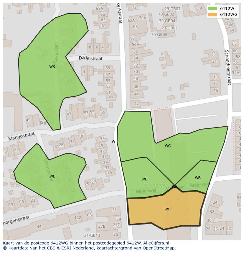 Afbeelding van het postcodegebied 6412 WG op de kaart.