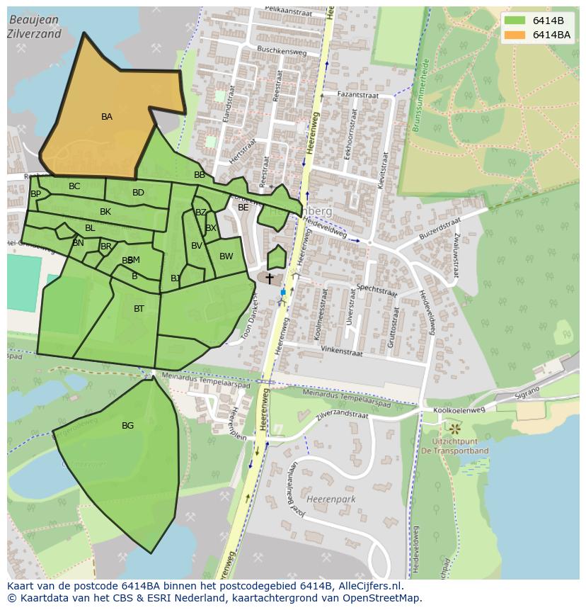 Afbeelding van het postcodegebied 6414 BA op de kaart.