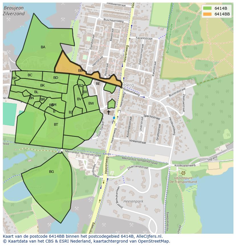 Afbeelding van het postcodegebied 6414 BB op de kaart.