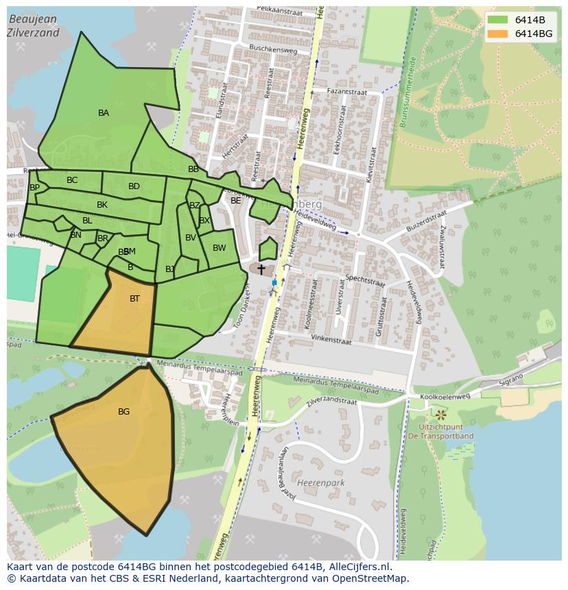 Afbeelding van het postcodegebied 6414 BG op de kaart.