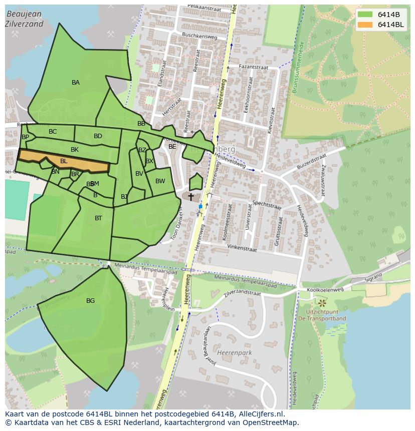 Afbeelding van het postcodegebied 6414 BL op de kaart.