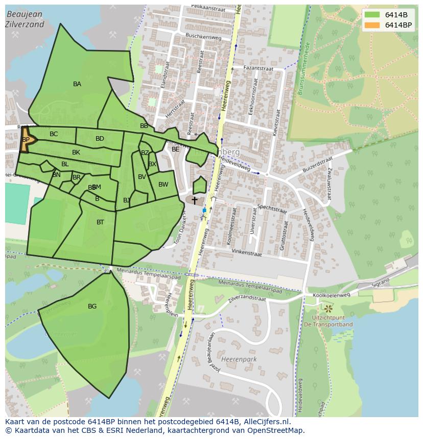 Afbeelding van het postcodegebied 6414 BP op de kaart.
