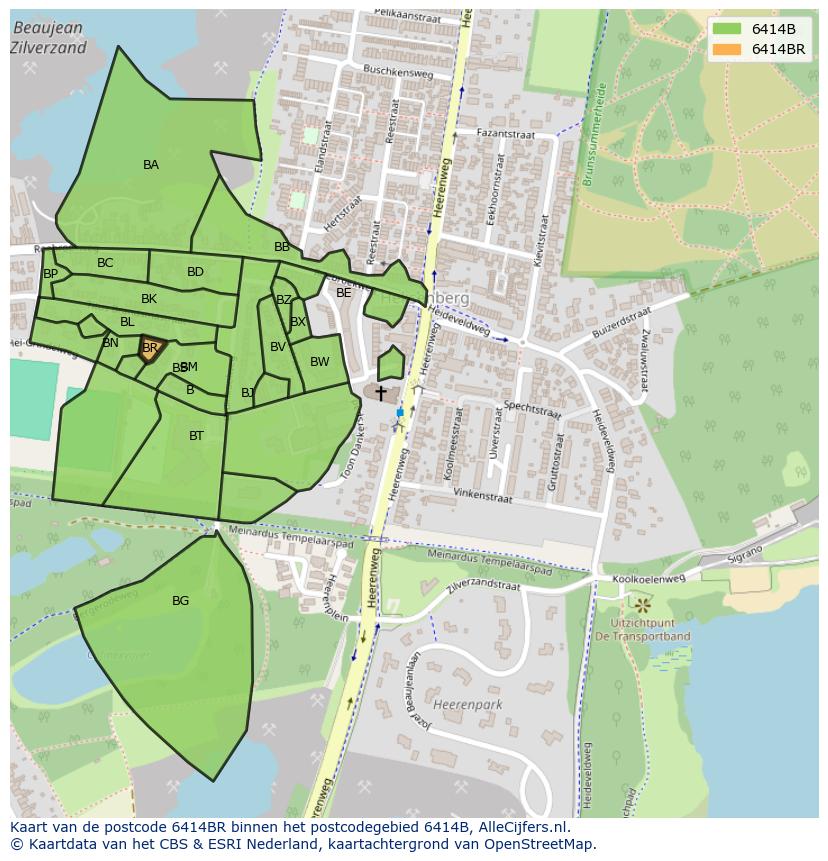 Afbeelding van het postcodegebied 6414 BR op de kaart.