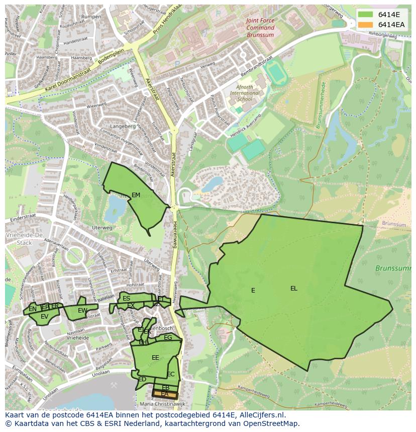 Afbeelding van het postcodegebied 6414 EA op de kaart.