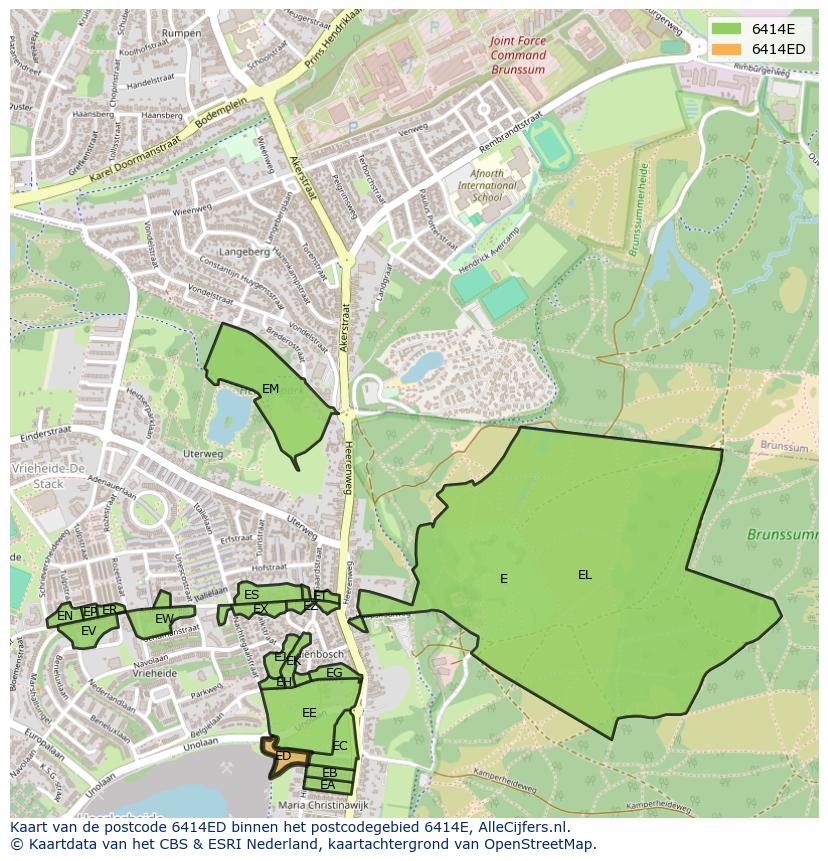 Afbeelding van het postcodegebied 6414 ED op de kaart.