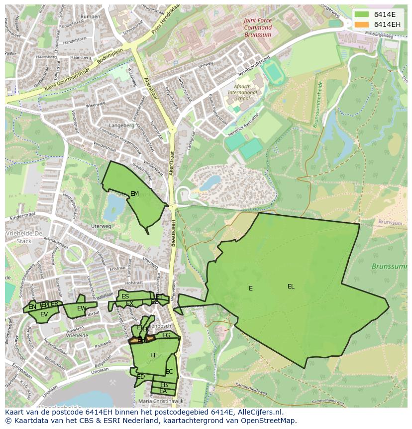 Afbeelding van het postcodegebied 6414 EH op de kaart.