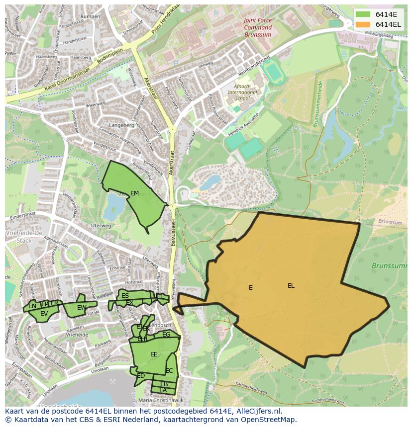 Afbeelding van het postcodegebied 6414 EL op de kaart.