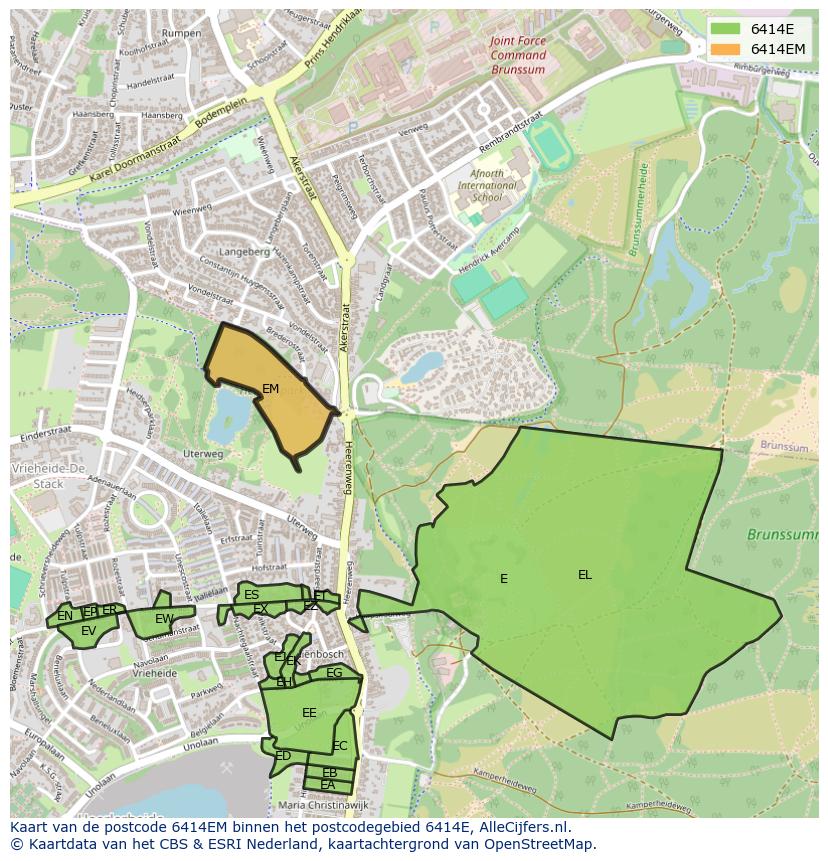 Afbeelding van het postcodegebied 6414 EM op de kaart.