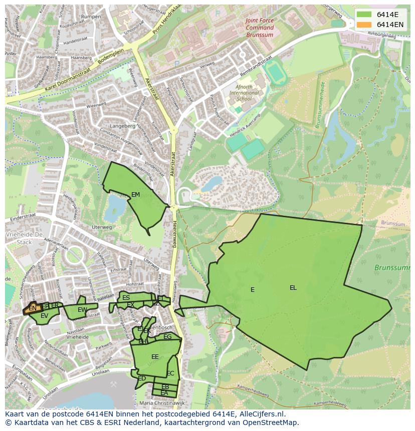 Afbeelding van het postcodegebied 6414 EN op de kaart.