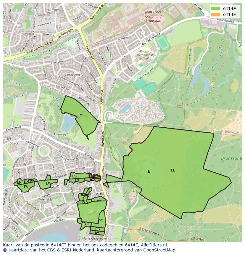 Afbeelding van het postcodegebied 6414 ET op de kaart.