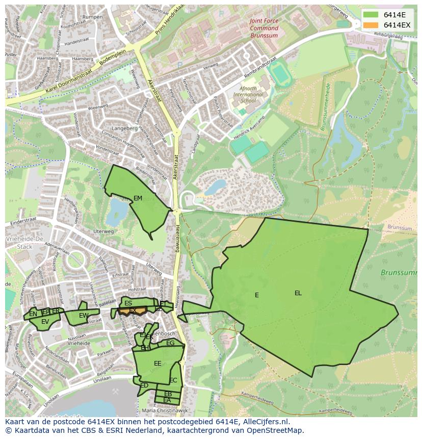 Afbeelding van het postcodegebied 6414 EX op de kaart.