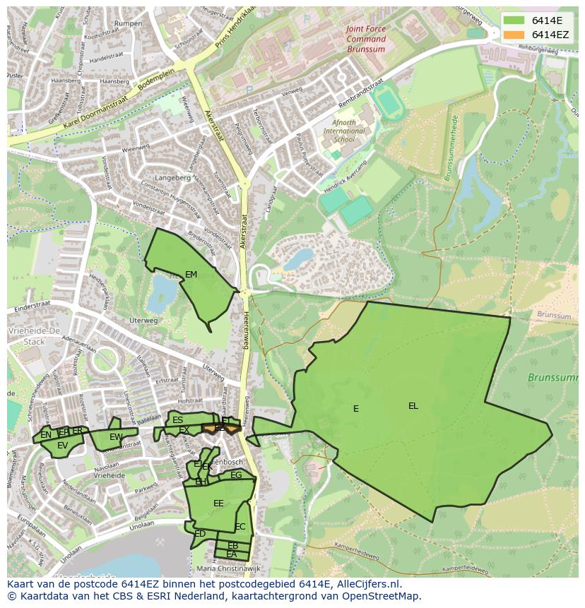 Afbeelding van het postcodegebied 6414 EZ op de kaart.