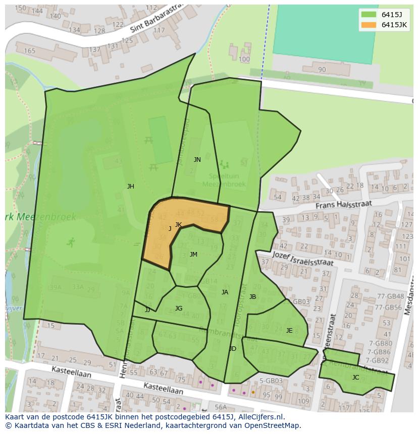 Afbeelding van het postcodegebied 6415 JK op de kaart.