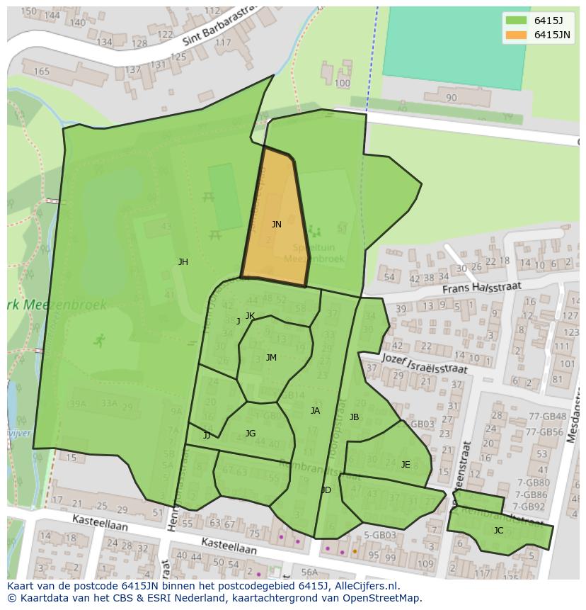Afbeelding van het postcodegebied 6415 JN op de kaart.