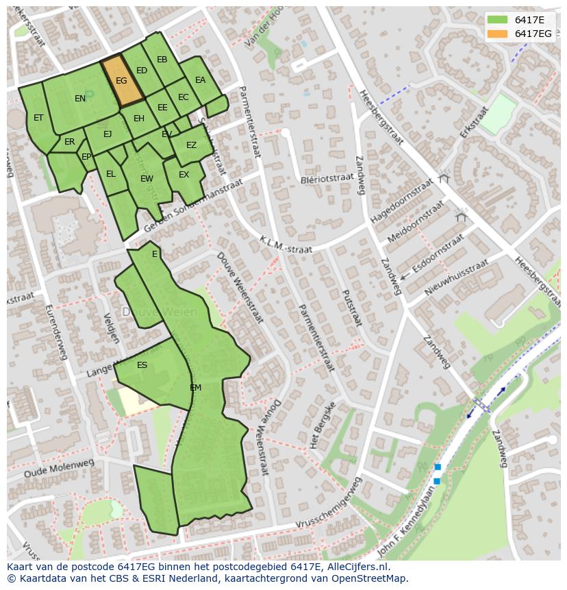 Afbeelding van het postcodegebied 6417 EG op de kaart.