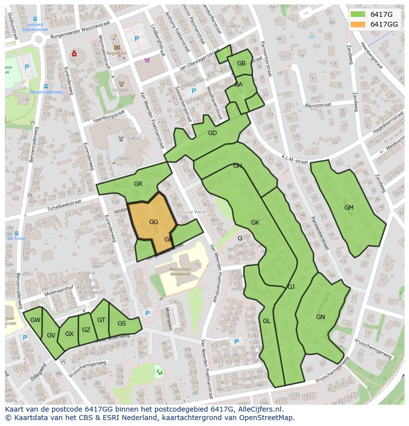 Afbeelding van het postcodegebied 6417 GG op de kaart.